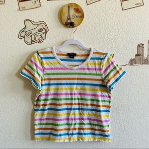 J.Crew Multi Color Striped Round Neck Top 100% Cotton Size Small